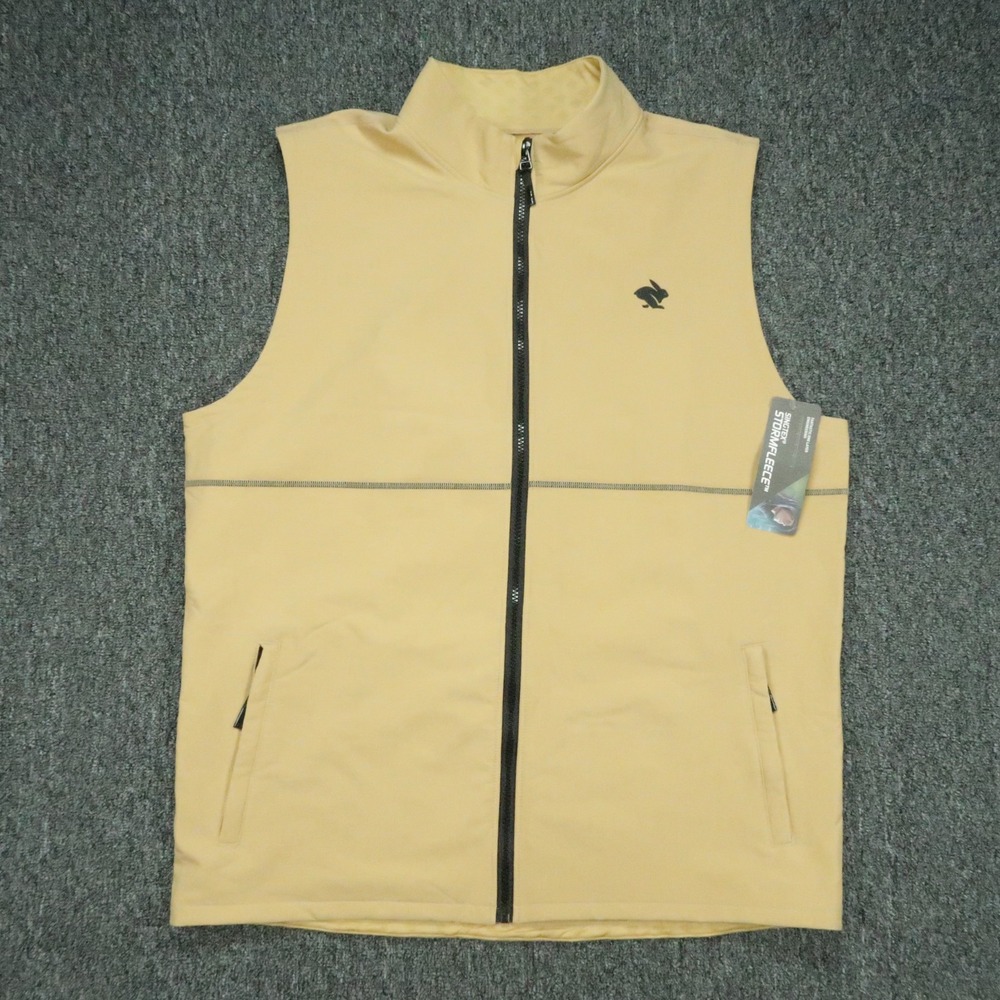 Rabbit Vest Mens XL Khaki Tan Let 'er Zip 2.0 Stretch Running Full Zip Pockets